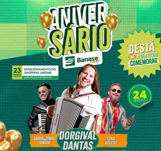 Banner - show de aniversário aos 24 anos do Banese Card