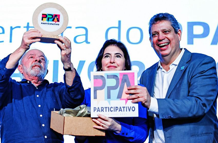 Lula, Simone Tebet, Marcio Macedo no lançamento do PPA