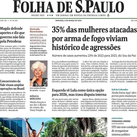 Capa do jornal Folha de São Paulo