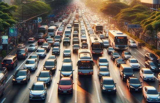 Carros em uma avenida movimentada