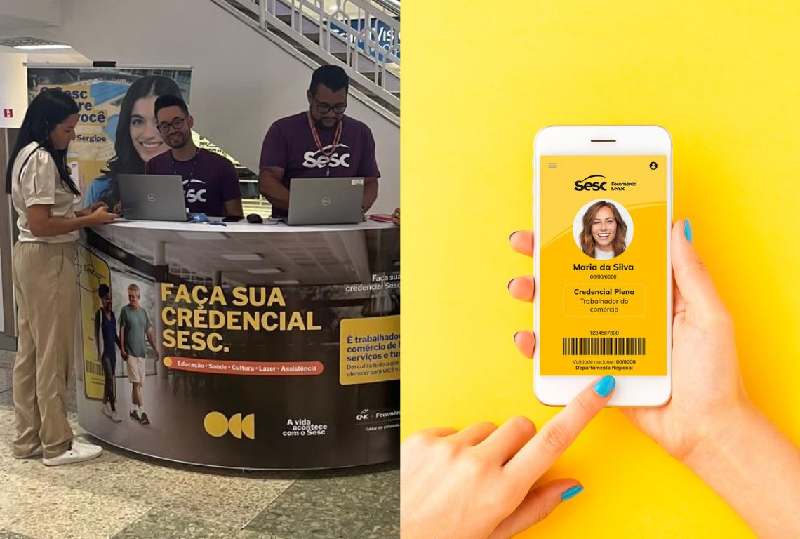 Quiosque de credeciamento no RioMar Shopping e App Sesc SE