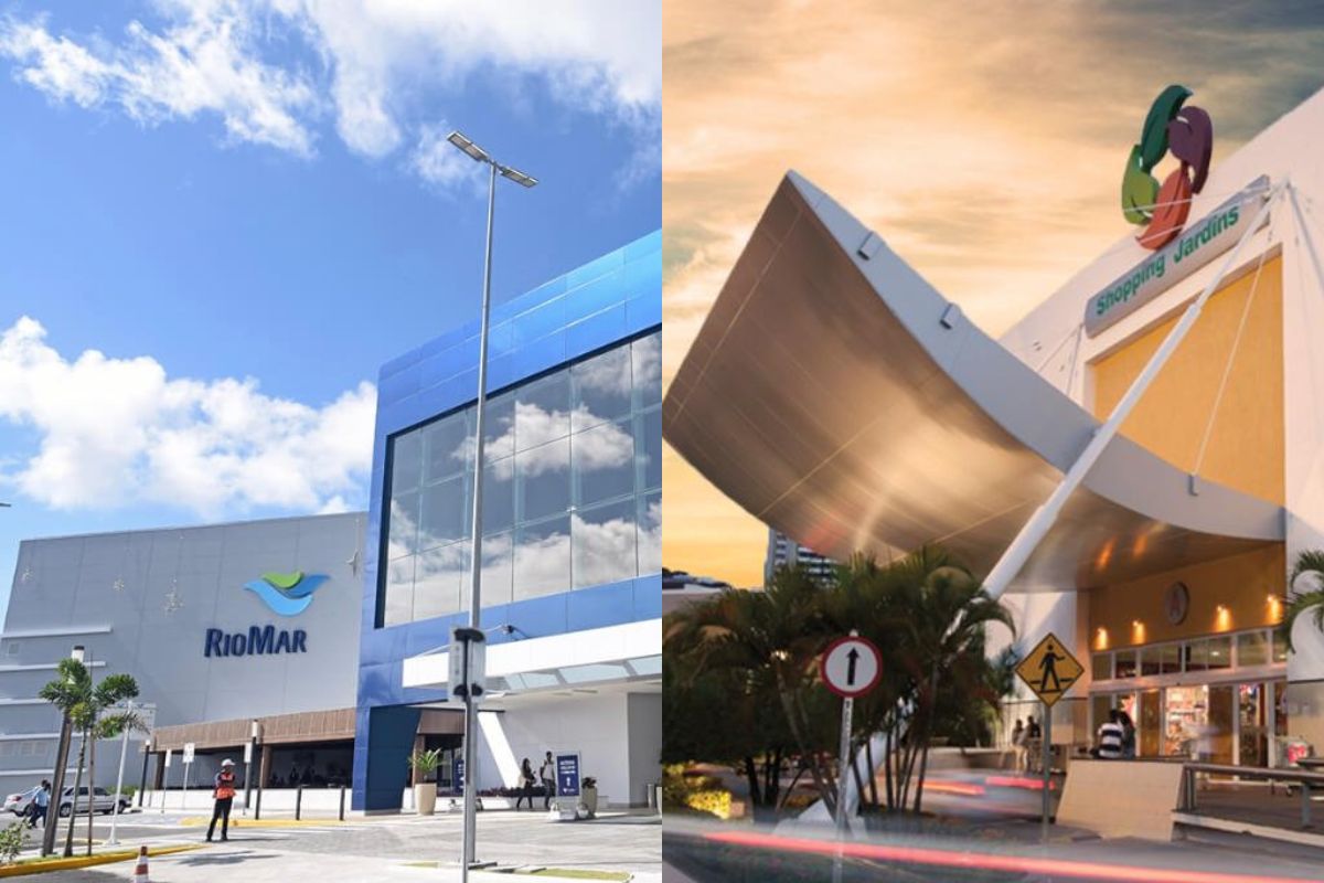 Fachadas do shoppings Riomar e Jardins