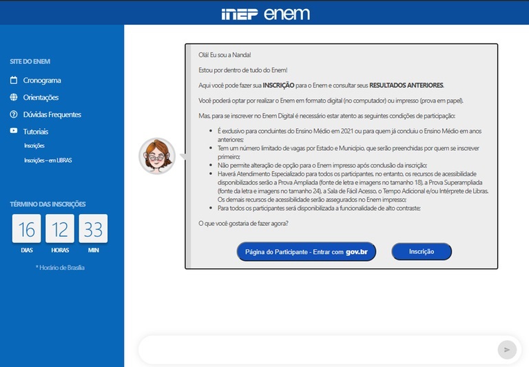 Página do INEP/ENEM
