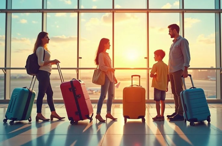 Família no aeroporto