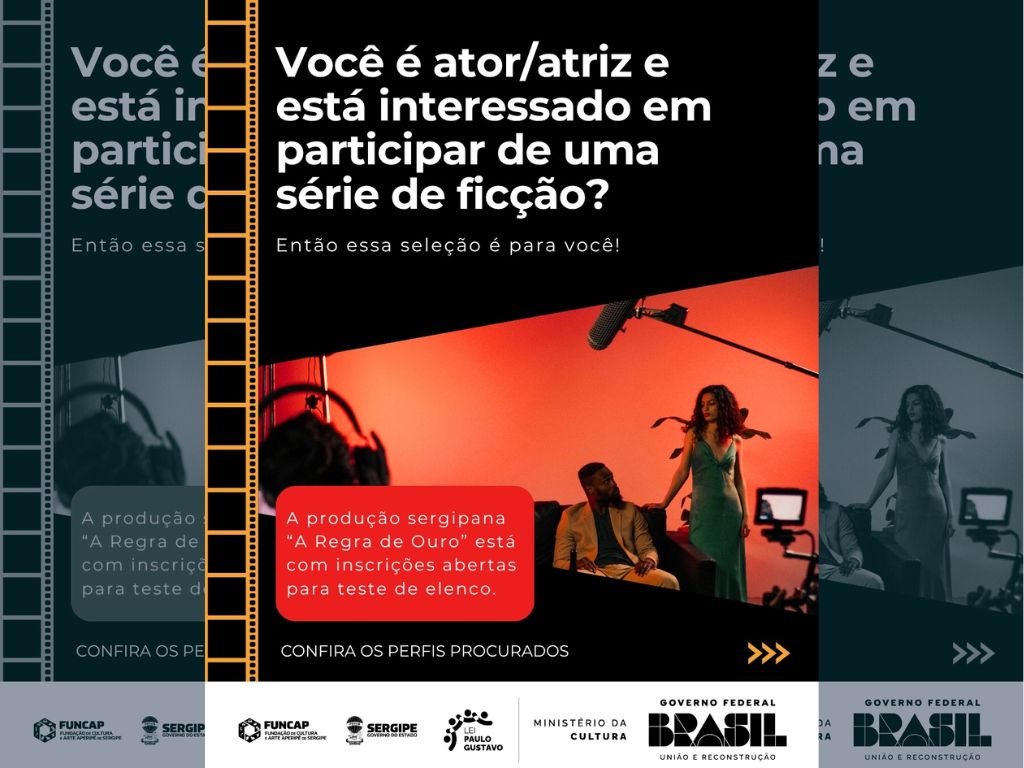 Cartaz: seleção para teste de elenco da Série 'A Regra de Ouro'