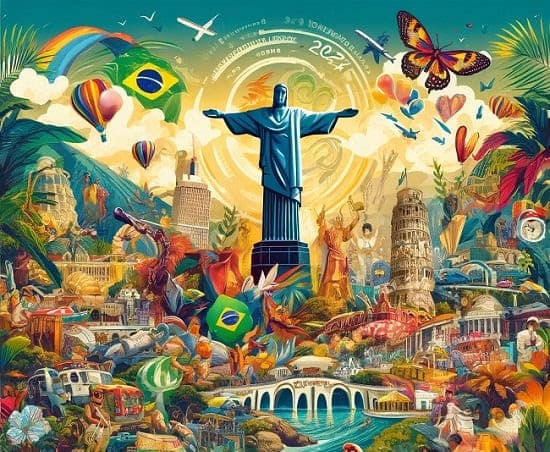 Arte mostrando turismo no Brasil