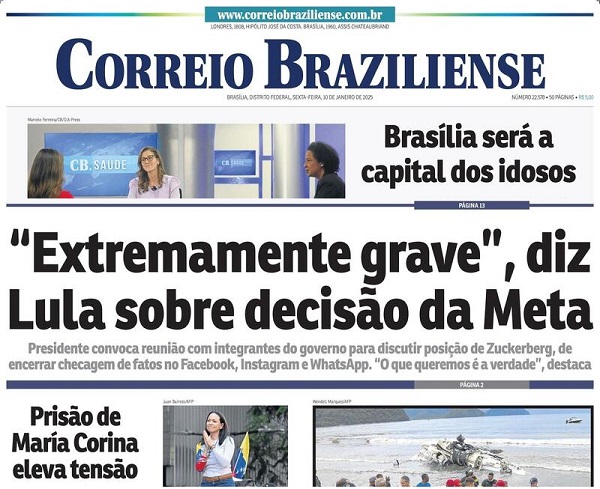 Capa do jornal Folha de São Paulo