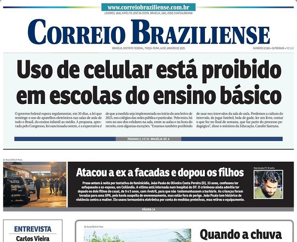 Capa do jornal Folha de São Paulo