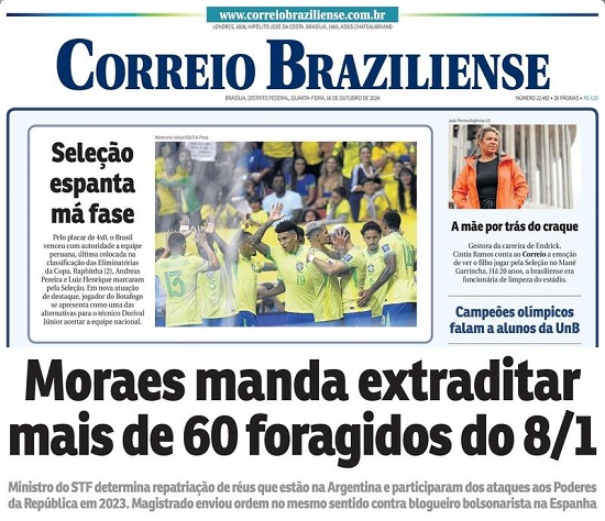 Capa do jornal Correio Braziliense