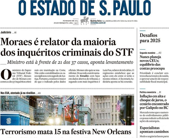 Capa do jornal Folha de São Paulo