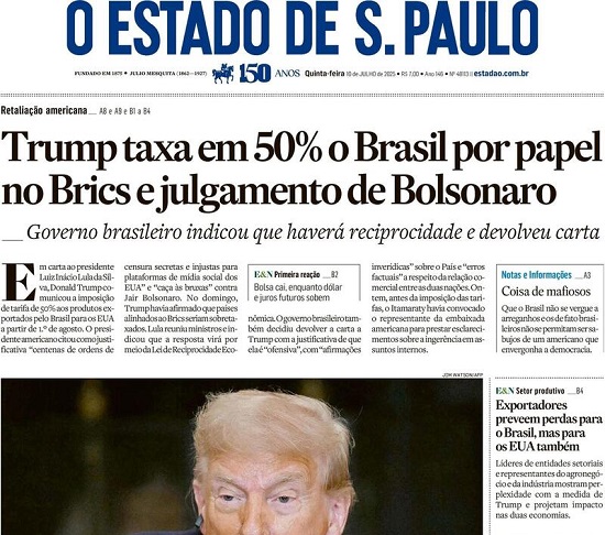 Capa do jornal O Estado de São Paulo