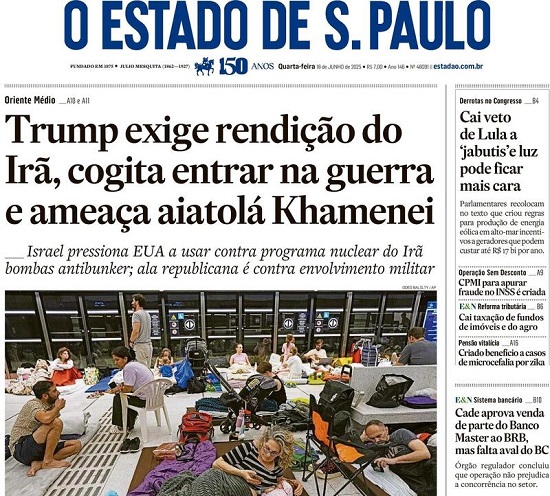 Capa do jornal O Estado de São Paulo