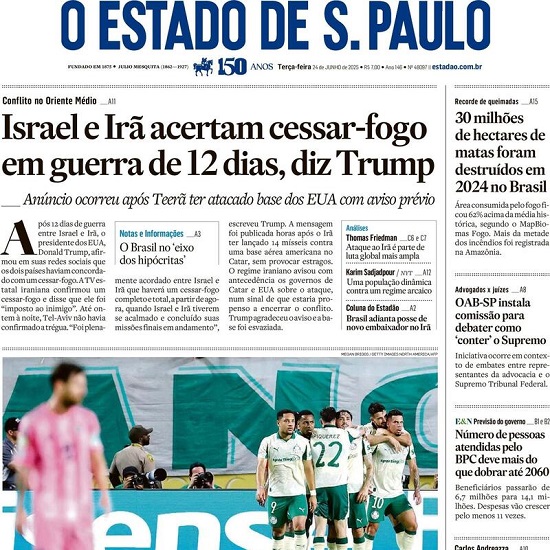 Capa do jornal O Estado de São Paulo
