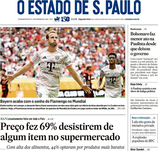 Capa do jornal O Estado de São Paulo