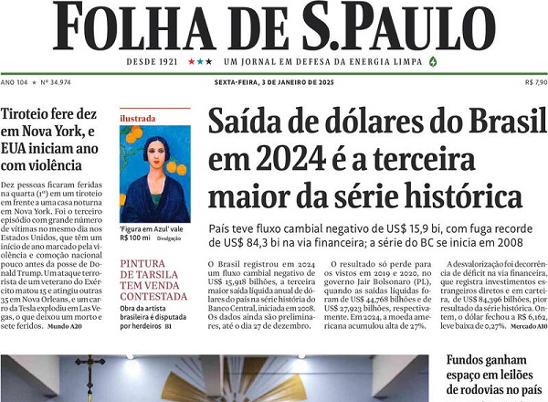 Capa do jornal Folha de São Paulo