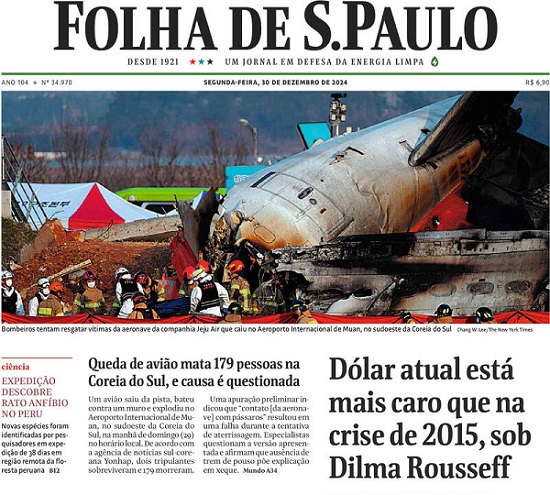 Capa do jornal Folha de São Paulo