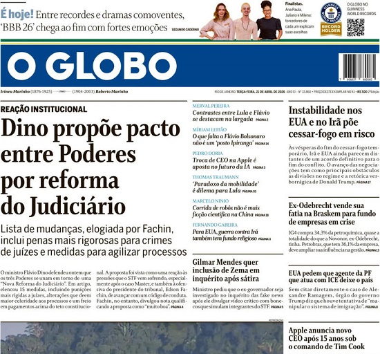 Capa do jornal Folha de São Paulo