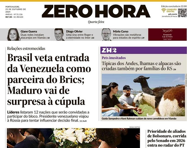 Capa do jornal Folha de São Paulo