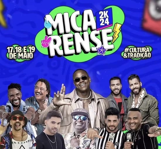 Banner da Micarense 2024 com os artistas