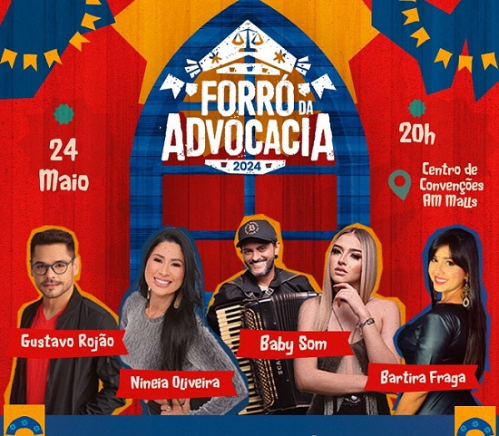 Banner Forró da Advocacia 2024 com as atrações