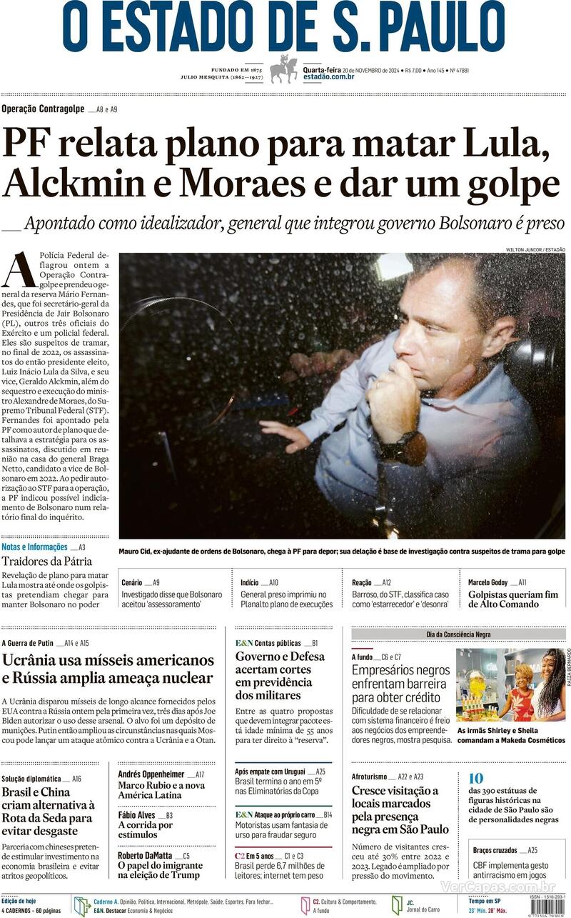 Capa do jornal O Estado de São Paulo