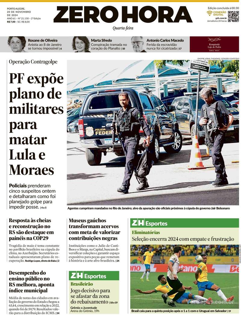 Capa do jornal Zero Hora